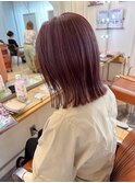 ピンクベージュ ハイトーンカラーボブ【横浜】k