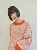 マチルダボブ暗めグレージュフルバングミニボブ