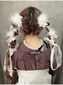 卒業式ヘア　袴ヘア　ツインヘア　ツイン編みおろし