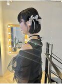 ボブタイトリボンアレンジ金箔特別なイベントに◎