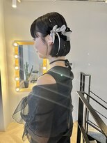 ボブタイトリボンアレンジ金箔特別なイベントに◎