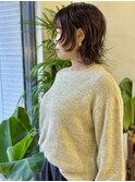 ミディアムマッシュウルフニュアンスパーマ20代30代40代
