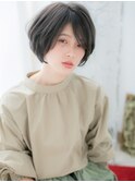 センター北/髪質改善/ヘーゼルグレージュ×斜めバングショートk