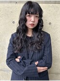 暗髪ラベンダーグレージュ×ナチュラルセミロング◎透明感ヘア
