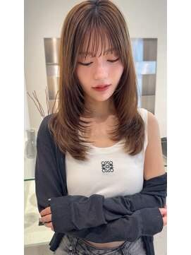 ノイ 銀座(noi) 顔周りレイヤーカットくびれヘアミルクティーベージュカラー