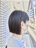 20代30代切りっぱなしボブオリーブブラウン小顔カット
