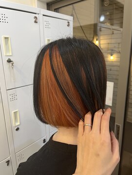 セブンルックス モカ 宇都宮鶴田店(7LOOKS mocha) アンブレラカラー×オレンジ前髪カット/ヘッドスパ/カラー/ボブ