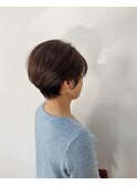 大人ショート_マロンベージュ Aラインボブ かきあげ