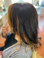 アークスヘアー&nbsp;大人可愛いイヤリングカラーくせ毛風艶感オレンジべージュ