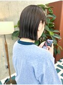 切りっぱなしボブ×グレージュハイライト
