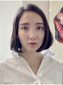 丸みショート・ボブ/丸顔/前髪なし/絶壁解消/３0代/４0代/長め
