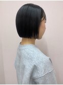 切りっぱなしボブ 髪質改善 黒髪 20代 ショートボブ 艶髪 30代