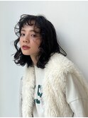 美髪こなれミディ外ハネボブ前髪艶感ボブウルフカットレイヤー