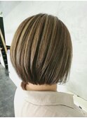 愛され 上品 コントラストハイライト×ショートボブ