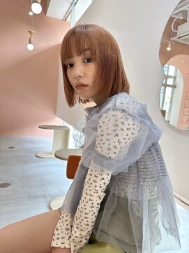 ローウェ 表参道(Louwe) オレンジベージュ/ボブ/フェイスレイヤー