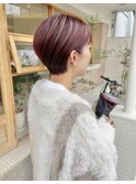 マッシュショート/ピンクバイオレット/耳掛け/20代/30代/40代
