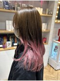 明るめカラーとピンクのグラデーションカラー★秋山