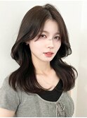 ロング韓国ヘアおくれ毛顔周りレイヤー_F20406