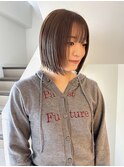 ミニボブ/前下がり/前髪カット/顔まわりレイヤー/ブリーチなし