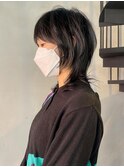 ハイレイヤーウルフマレットヘア