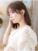 ローズベージュシースルー前髪ワンカールミディc8戸頭20代30代