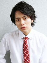 好印象メンズパーマ爽やかビジネス人気◎ミディアムスーツ髪型