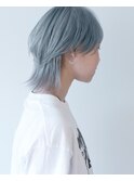 大須 ウルフ ショート ブルー シルバー グレー