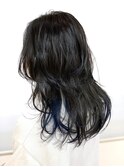 ネイビーカラー/インナーカラー/ひし形ロングウルフレイヤー