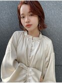 ボブ×かきあげバング大人ノーブル暖色カラーナチュラル