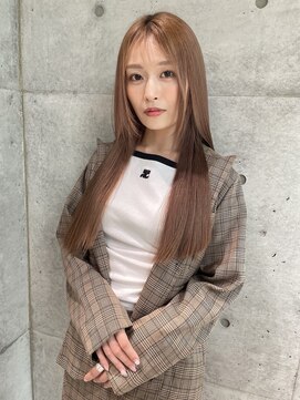 ロンドメリア 天神大名店(Lond Melia) ★斜めバングミディアムヘアグレージュカラーシルキーベージュ★