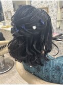 ハーフアップ/ミディアムヘア/結婚式/参列ヘア/お呼ばれヘア
