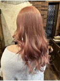 ピンクブラウン×レイヤーカット