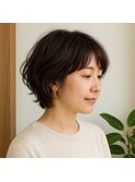 簡単スタイリング ショートボブパーマ 20代 30代 40代 50代