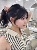ナチュラル小顔 前髪あり 後れ毛 サイドバング 結べるレイヤー