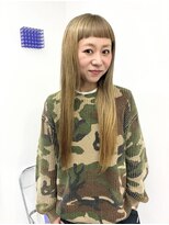 イラカ(elaka)&nbsp;ミルクティーベージュ×ブリーチカラー×ロングスタイル×短前髪
