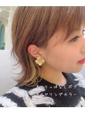 【Lond printemps水野】外ハネ切りっぱなしボブイヤリングカラー