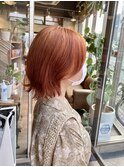 アプリコットオレンジ×外ハネ×暖色カラー