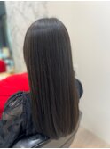 ロングストレート艶髪髪質改善縮毛矯正ブラウンアッシュ