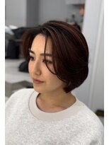 ヴァイス 新宿店(VAICE)&nbsp;大人ショートボブ/チェリーレッドカラー［新宿/センターパート］