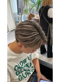 ボブウルフ小顔ネビージュワンレンヘアセット結婚式成人式
