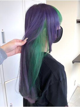 タイドヘアー 高槻2号店(TIDE HAIR) 【インナーカラー】purple × green