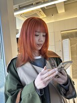 柔らかオレンジベージュ×ブリーチなしダブルカラー