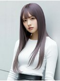 小顔レイヤーロングラベンダーグレイ20代30代40代くびれ韓国ヘア