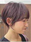 【30代/40代/50代】ピンクベージュ/可愛いショート/暖色カラー