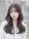 韓国レイヤーロング美髪グレージュアッシュインナーグレージュ