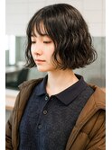原宿ショートボブパーマ切りっぱなしボブスパイラルパーマカール