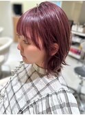 顔周りカットレイヤーカットチェリーピンク小顔◎20代～50代
