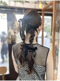 大人ツインテール☆アシンメトリー編み込みアレンジ♪