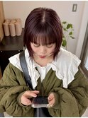 顔まわりレイヤーボブラベンダーカラー