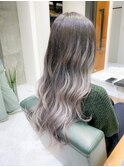 アッシュグレージュハイライトグラデーションカラー☆3Dカラー